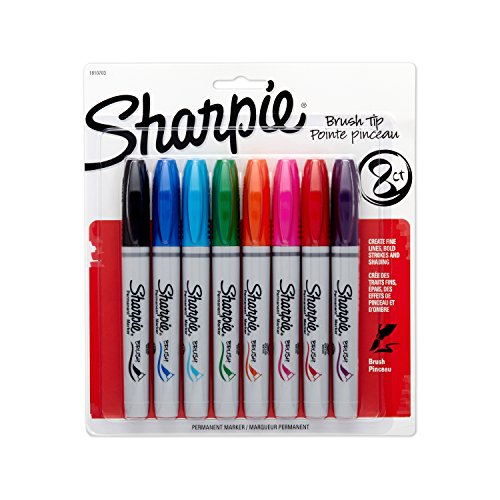Sharpie Brush Tip Permanent Markers, 8 Colored Markers (1810703) - size: 8 Count (Pack of 1)