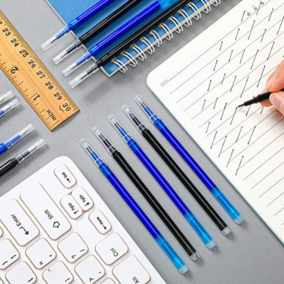 Zonon 24 Pcs 0.7mm Erasable Gel Ink Pen Refills Compatible with Frixion Friction Gel Ink Refills Medium Fine Point Erasable Pens Lead for Writing Planner and Crossword Puzzles(Black, Blue) - color: Black, Blue