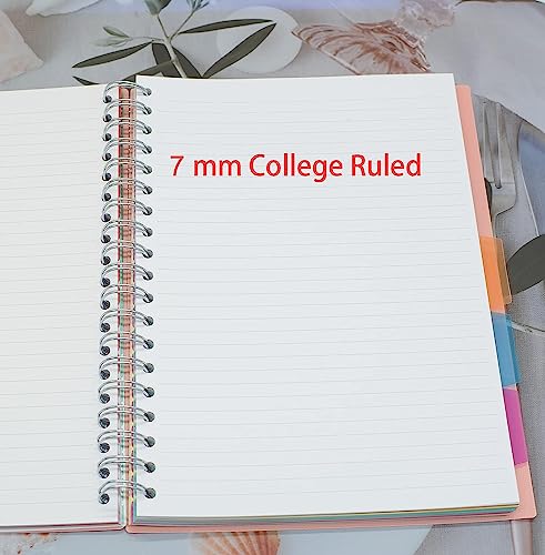 5 Subject Notebook, 4 Pcs 10 Inch x 7 Inch B5 Black Spiral Notebook With Waterproof Plastic Softcover, 300 Pages 80 Gsm College Ruled Papers With 5 Sheets Colorful Movable Dividers (4 Pcs Black) - color: 4 Pcs Black