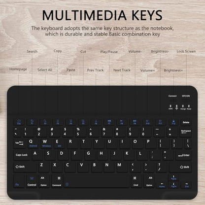 for Bluetooth Keyboard, Cute Tablet Stand Adjustable Adjustable & Foldable, Wireless Rechargeable Keyboard for iPad, iPad Pro/Mini/Air， Samsung Xiaomi Tablets, etc - Black - color: A-Keyboard-Black
