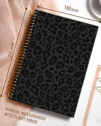 iampanda Spiral Journal Notebook,Strong Twin-Wire Binding with Premium Paper for Girl Women,Cool Cheetah 60 Sheets A5 College Ruled Notebook/Journal,Perfect for School Office Home Gifts,Black Leopard - color: Black Leopard Skin