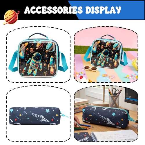 Meetbelify Kids Rolling Backpack with Wheels for Boys Rolling Backpacks with Lunch Box for Elementary School Students 3 in 1 Travel Luggage Suitcase for Boys Age 8-10 - color: Space 01