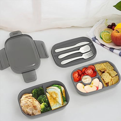 JBGOYON Leakproof Bento Box & Insulated Lunch Bag Set, 4-Piece, Black | 6-hour thermal retention, includes nested knife fork spoon, 2 reusable snack pouches, designed for adults and kids - color: Black