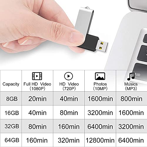 2 Pack 64GB USB Flash Drive USB 2.0 Thumb Drives Jump Drive Fold Storage Memory Stick Swivel Design - Black - size: 1 Count (Pack of 2), style: 64 GB