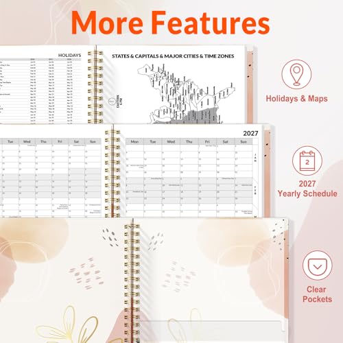 SUNEE 2026-2027 Appointment Book, Quarter-Hourly, Weekly & Monthly - from July 2026 to June 2027, 6.4"x8.3" Academic Planner, Flexible Cover, Note Pages, Bookmark, Spiral Binding, Abstract - color: Blushing Abstract Breeze