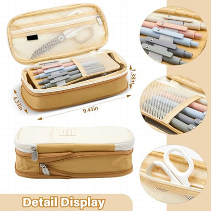 Jutom 39 Pcs Aesthetic Book Annotation Kit Highlighter with Case Bag Gel Pen Transparent Sticky Note Taking Bible Supplies(Khaki,Cute Style) - color: Khaki, style: Cute Style