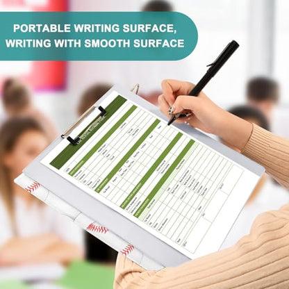 3 Ring Binder with Clipboard, D Rings Holds 200 Sheets, Heavy Duty Binders Folder for School Office, Waterproof PVC Cover with 3 Interior Clear Pockets, Baseball Stitches