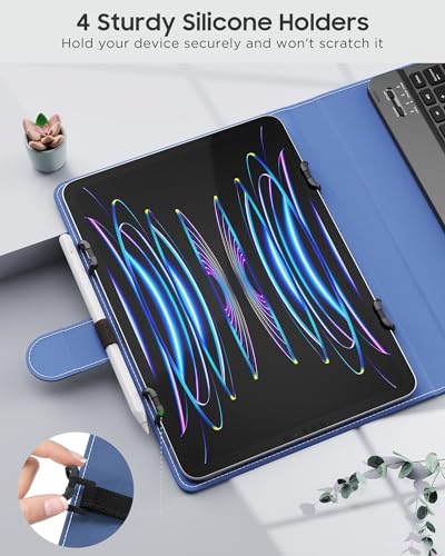 MoKo Universal Tablet Case with QWERTY Keyboard for 9",9.7",10.1",10.2",10.4",10.5",10.9",11" Tablet, with Removable Wireless Bluetooth Keyboard&Pen Holder for iPad Samsung Fire Pixel, Blue Starry Sky - color: Blue Starry Sky