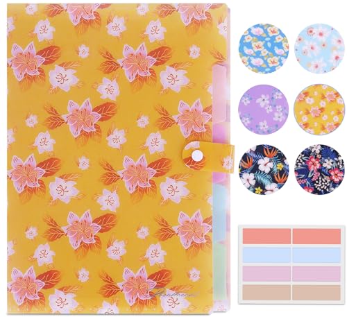 Flower Series Expanding File Folder, Vintage Floral Elegant Funky Cute Retro Document Organizer for Document Arrangement - Golden Floral - color: Floral/Golden