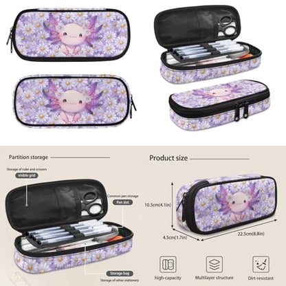 Daisy Axolotl Backpack for Boys Girls with Lunch Box Kids Bookbags for Boys Ages 5-10 Backpack with Lunch Bag 4Pcs Set Pencil Case Water Bottle Pouch Elementary 17 inch School Accessories - color: Daisy Axolotl