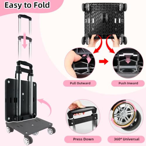 SIYNPAV 5-Wheeled Rolling Teacher Bag with Detachable Trolley, 15.6 Inch Laptop Sleeve & Accordion File Organizer, Large Capacity Teacher Tote with Cup Holder for School Office, Pink