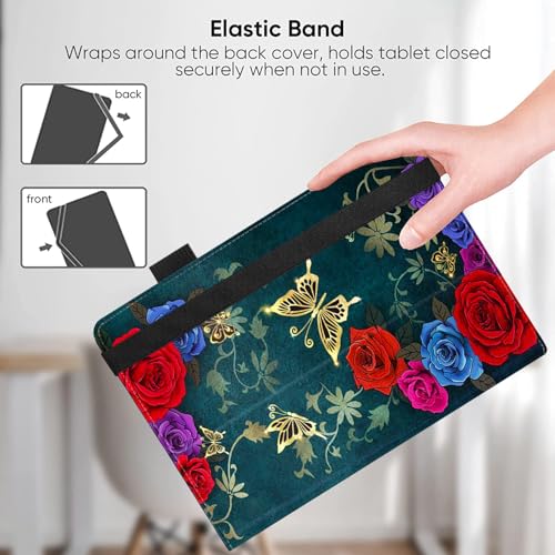 Universal 10 10.1 Inch Android Tablet Case,Slim Folding Stand Cover for All 9"-10.5" Touchscreen Tablet Case with Stylus Pen Holder,Butterfly Flower - color: Butterfly Flower