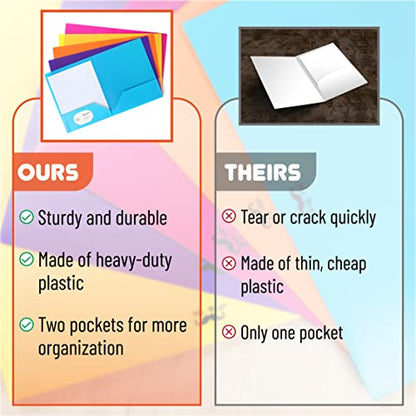 Mr. Pen- Plastic Folders with Pockets, 5 pcs | Aesthetic File Folder with Business Card Slot, 2-Pocket Folder, Back to School, Office, Filing Supplies - color: Bright Colors, size: 5 Pack