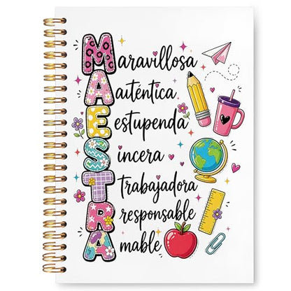 JUDFNCDE Spanish Teacher Maestra Appreciation Gifts,Spanish Educator Supplies Hardcover Notebook Journal 5.5 x 8.3 - color: Spanish Teacher Maestra - --
