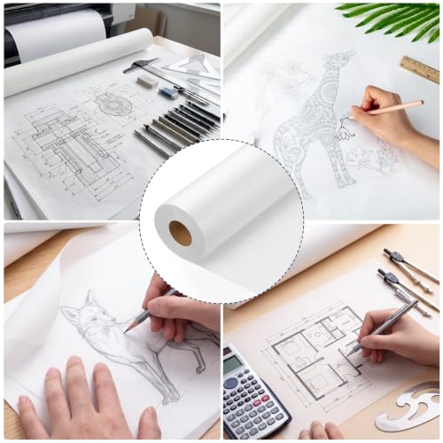 Tracing Paper Roll 36in x 75yd, White Trace Paper Pattern Paper Translucent Tracing Paper for Sewing, Drawing, Sketching, Gift Wrapping - size: 36in x 75yd