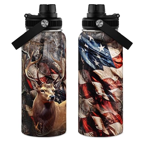 Hunting Water Bottle 32oz - Stainless Steel Insulated Bottles with Lid - Hunting Presents for Men Dad Husband Papa, Hunters Birthday Christmas Fathers Day - color: Hunting 2