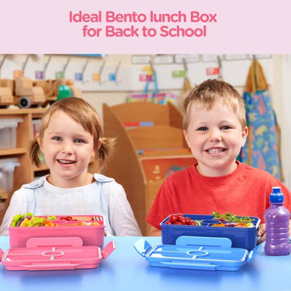 Jelife Kids Lunch Bento Box, Large Bento-Style Leakproof Boxes 4 Compartments Girls Snack Containers with Tableware for Back to School, Reusable On-the-Go Meal and Packing, Pink - color: 1100ml-Pink