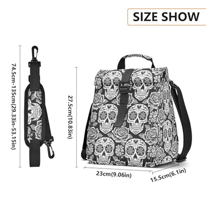 MNSRUU Insulated Lunch Bags Women Men, Abstract Floral Skulls Portable Reusable Thermal Meal Tote Cooler Bag Organizer, Adjustable Shoulder Strap, Handle - color: Skulls 035