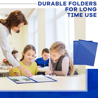 Henoyso 72 Pcs Plastic Take Home Folders with 2 Pockets Parent Teacher Classroom Communication Homework Folder for Students Parent Teacher Connect (Dark Blue) - color: Dark Blue