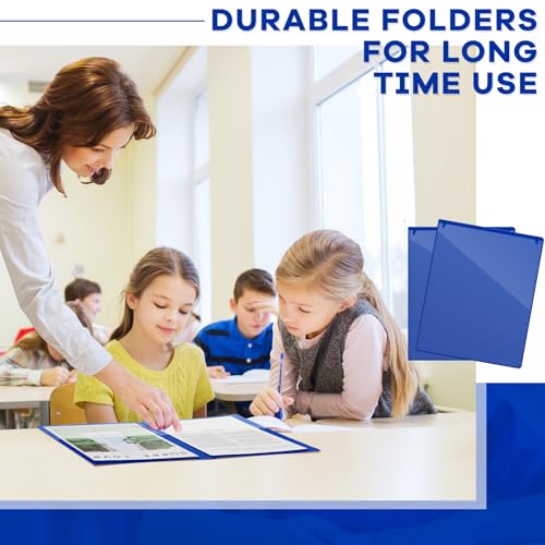 Henoyso 24 Pcs Folders with Pocket School to Home Folder Heavy Duty 2 Pocket Homework Folders with Clear Front Pockets for School Students Parent Teacher Communication (Dark Blue) - color: Dark Blue