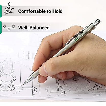Mr. Pen- Metal Mechanical Pencil Set with Lead Refills & Erasers, 2 Pack | 0.7mm, 4x Tubes HB Lead Refill, 4x Eraser Refills for School Supplies, Note Taking, Drawing, Sketching, Office - style: 0.7mm