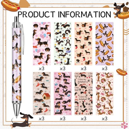 Dachshund Ballpoint Pens Gifts - 24 Pcs Retractable Black Ink Ball Point Pen 1.00 mm Cute Funny Office Supplies for Work School Fancy Gift for Women Men Teacher Students Dog Lover Christmas - style: Dachshund