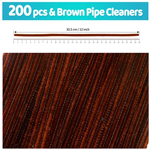 Iooleem 200pcs Brown Pipe Cleaners, Chenille Stems, Pipe Cleaners for Crafts, Flower Making Pipe Cleaner Crafts, Art and Craft Supplies. - color: Dark Brown, size: Small Pack