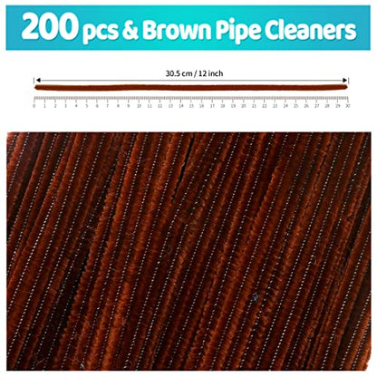 Iooleem 200pcs Brown Pipe Cleaners, Chenille Stems, Pipe Cleaners for Crafts, Flower Making Pipe Cleaner Crafts, Art and Craft Supplies. - color: Dark Brown, size: Small Pack
