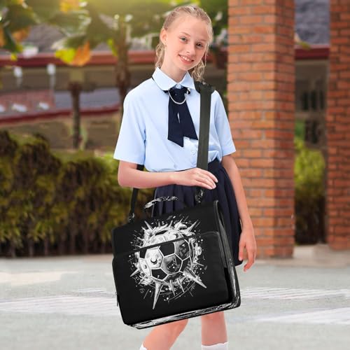 3 Ring Zipper Binder Soccer Ball Binders Bag with Shoulder Strap 500 Sheets Paper Organizer Trapper Keeper Documents Storage File Folder for School Office - color: A1262