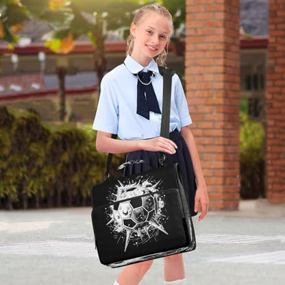 3 Ring Zipper Binder Soccer Ball Binders Bag with Shoulder Strap 500 Sheets Paper Organizer Trapper Keeper Documents Storage File Folder for School Office - color: A1262