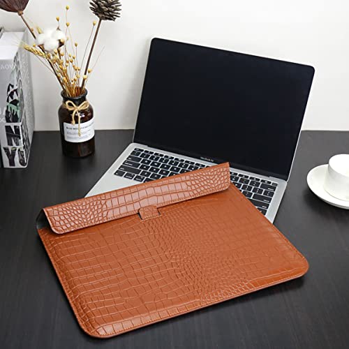 Protective Slim Portable Laptop Sleeve 13-13.6 Inch Crocodile PU Leather Case for MacBook Neo 13 A18 Pro A3404 Air 13 Pro 13 M5 A3449 M4 A3240 M3 M2 M1, for HP Dell Microsoft Notebook, Brown - color: Brown