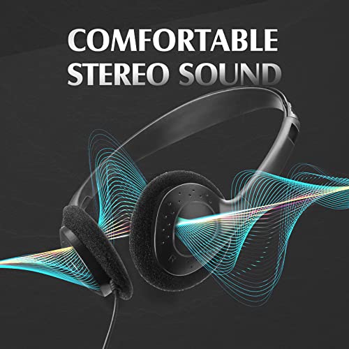 Flutesan 20 Pack Headphones Bulk Libraries Wired on Ear Headphones Over The Head Earphones for Boys Girls Adults(Black) - color: Black