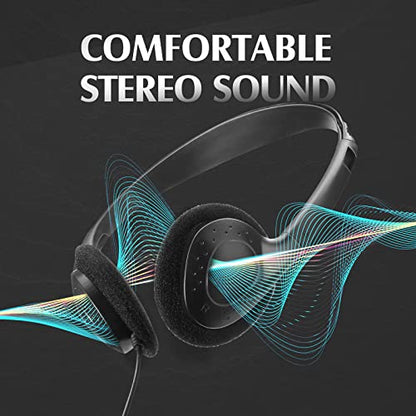 Flutesan 20 Pack Headphones Bulk Libraries Wired on Ear Headphones Over The Head Earphones for Boys Girls Adults(Black) - color: Black