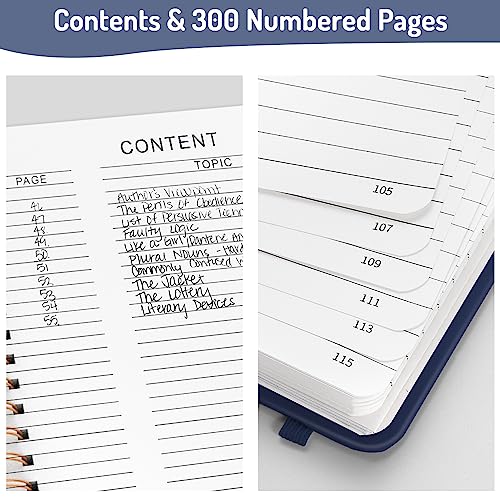 Forvencer A4 Lined Spiral Journal Notebook with 300 Numbered Pages, 11" X 8.5" College Ruled Thick Journals for Writing with 100GSM Paper, Hardcover Notebooks with Contents for Work, School, Navy | Thick Journals for Writing with 100GSM Paper, Hardcover N
