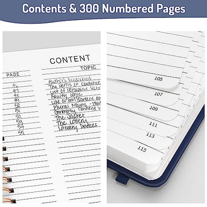 Forvencer A4 Lined Spiral Journal Notebook with 300 Numbered Pages, 11" X 8.5" College Ruled Thick Journals for Writing with 100GSM Paper, Hardcover Notebooks with Contents for Work, School, Navy | Thick Journals for Writing with 100GSM Paper, Hardcover N