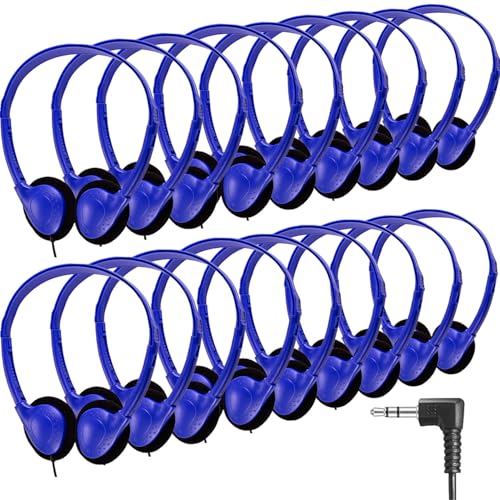CN-Outlet 25 Pack Classroom Headphones Bulk for Kids School Class Set Headsets for Students Teens Toddler Children and Adults, Wholesale Wired Earphones-Upgrade (Dark Blue, 25 Pack) - color: Dark Blue, size: 25 PACK