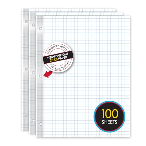 iScholar Reinforced Quad Filler Paper, 100 Sheets (83444) - style: Quad Ruled