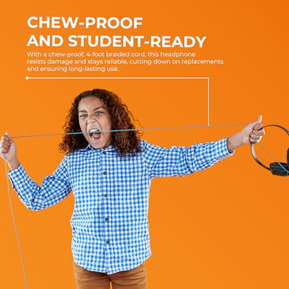 Gumdrop DropTech On-Ear Wired Headphones w/Mic | USB C - Long Tangle Free Chew-Proof Cord - Rugged Reliable Drop Tested and Comfortable for Kids K-12 Students Classroom and School Use - size: USB-C with Mic