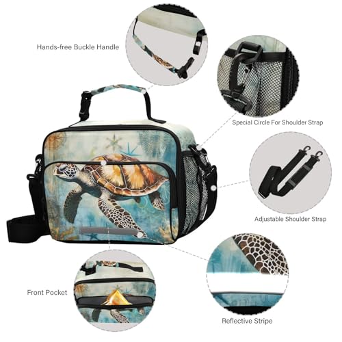 Ocean Sea Turtle Kids Lunch Box Insulated Lunch Bags Cooler Tote Bag with Removable Shoulder Strap for Boy Girl Student 20848559 - color: Sea Turtle