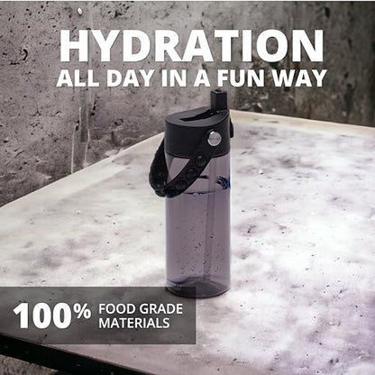 Elemental Water Bottles for Kids - Splash Kids Water Bottle for School with Pop-it Handle - BPA Free Tritan Plastic Water Bottle with Straw Leak Proof when Spout is Closed - Black - 18oz - color: Black