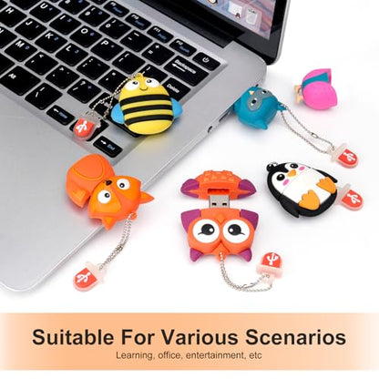 32GB USB Flash Drive Pack of 5 Pcs, BorlterClamp Thumb Drive with Cute Animal Pattern Lovely Memory Sticks - color: Cute Animal Pattern 32GB*5