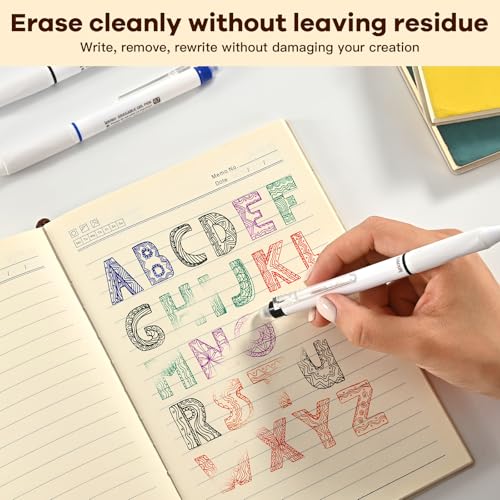 12 Counts Erasable Gel Pens, 0.7mm Fine Point Retractable Clicker Pens with 12 Black Blue Refills,Make Mistakes Disappear for Writing Planner Drawing and Crossword Puzzles - color: Black/Blue Ink - 12 Pack