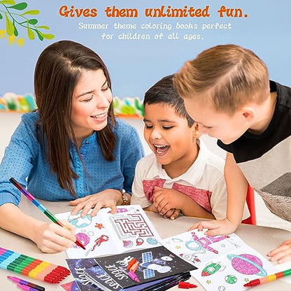 BenLouis 24 Outer Space Mini Coloring Books Kids with 24 Stacking Crayons Astronaut Party Favors Activity Books Bulk for Kids Solar System Galaxy Alien Goodie Bag Gift Stuffer Classroom Reward - style: Space