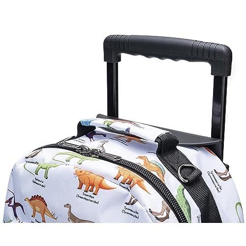 K-Cliffs Heavy Duty Rolling Backpack School Bookbag with Wheels Deluxe Wheeled Daypack - color: Dinosaur