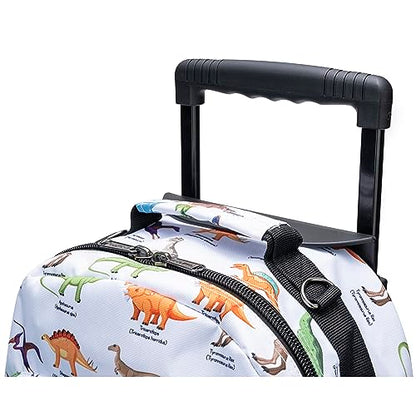 K-Cliffs Heavy Duty Rolling Backpack School Bookbag with Wheels Deluxe Wheeled Daypack - color: Dinosaur