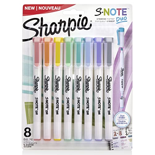 Sharpie S-Note Duo Dual-Ended Creative Highlighters 8/Pkg-Assorted Colors -2154173