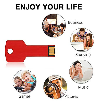 RAOYI 10 Pack 2GB USB Flash Drive USB 2.0 Metal Key Shape Memory Stick Thumb Drive Pen Drive-Red - color: Red, size: 2GB