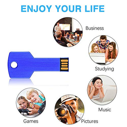 RAOYI 10 Pack 2GB USB Flash Drive USB 2.0 Metal Key Shape Memory Stick Thumb Drive Pen Drive-Blue - color: Blue, size: 2GB