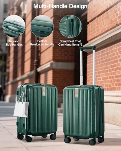 Hanke 20 Inch Expandable Carry On Luggage Airline Approved Top Opening Hard Shell Suitcases with Wheels Lightweight Travel Luggage Carry On Suitcase for Woman Men-Blackish Green - color: Blackish Green, size: 20 Inch Expandable