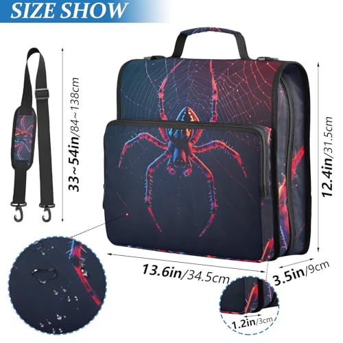 Spider Zipper Binder Bag 3 Ring Binder with Shoulder Strap Zip Up 500 Sheets Capacity Multi Pockets for School Office Supplies - color: Multi479, size: Fit 500 Sheets
